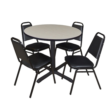 Cain Cain Round Table & Chair Set, Wood, Metal, Vinyl Top, Maple TB36RNDPL29BK